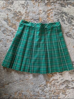 Sunday Best Green Plaid Pleated Mini Skirt